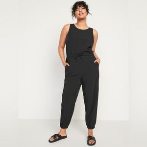 Old Navy 2X Sleeveless Active Jumpsuit Stretchtech Wrap Effect Black